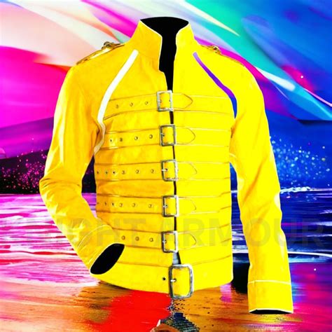 yellow freddie mercury jacket replica made in usa|freddie mercury bohemian rhapsody live.